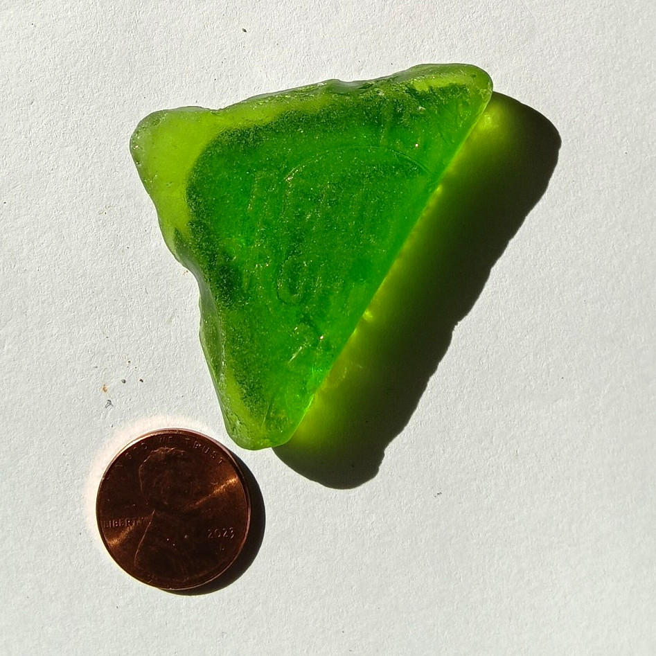 Rare Large Green Frosted Triangular Beach Glass Piece Surf Tumbled Shard Rare Large Green Frosted Triangular Beach Glass Piece Surf Tumbled Shard