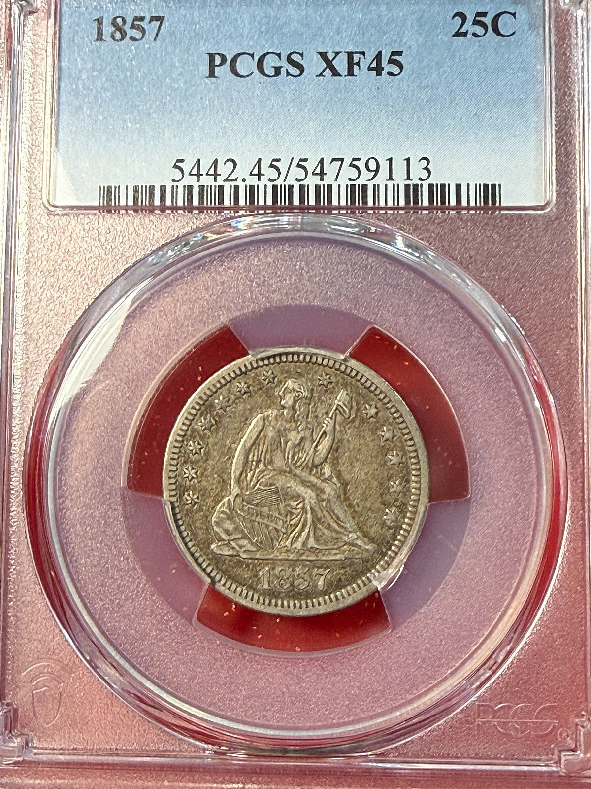 1857 Seated Liberty Quarter PCGS XF45 Super, New Slab Best Price Ebay* CHRC