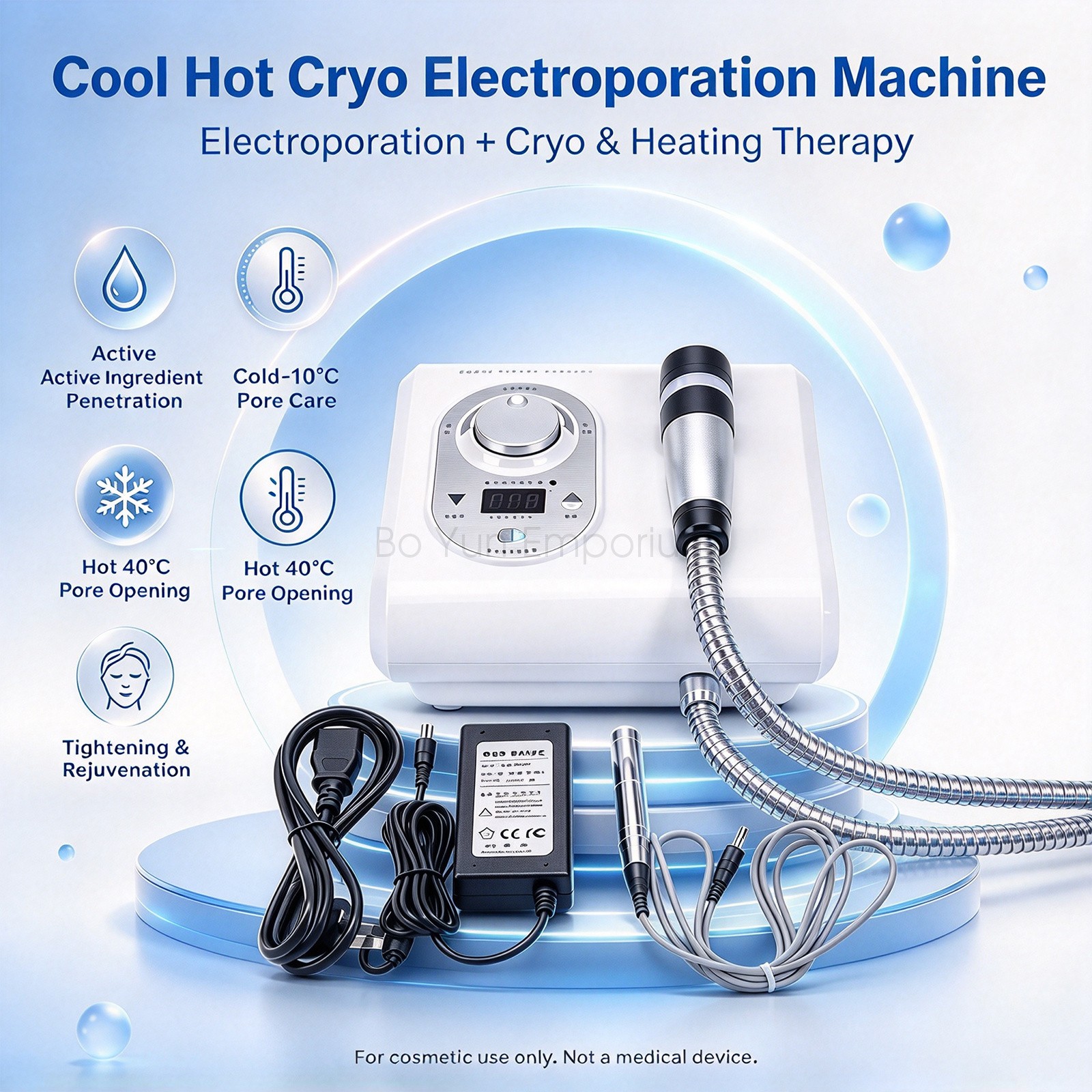 Cryo Cool Hot Electroporation Mesotherapy Skin Face Lifting Rejuvenation Machine
