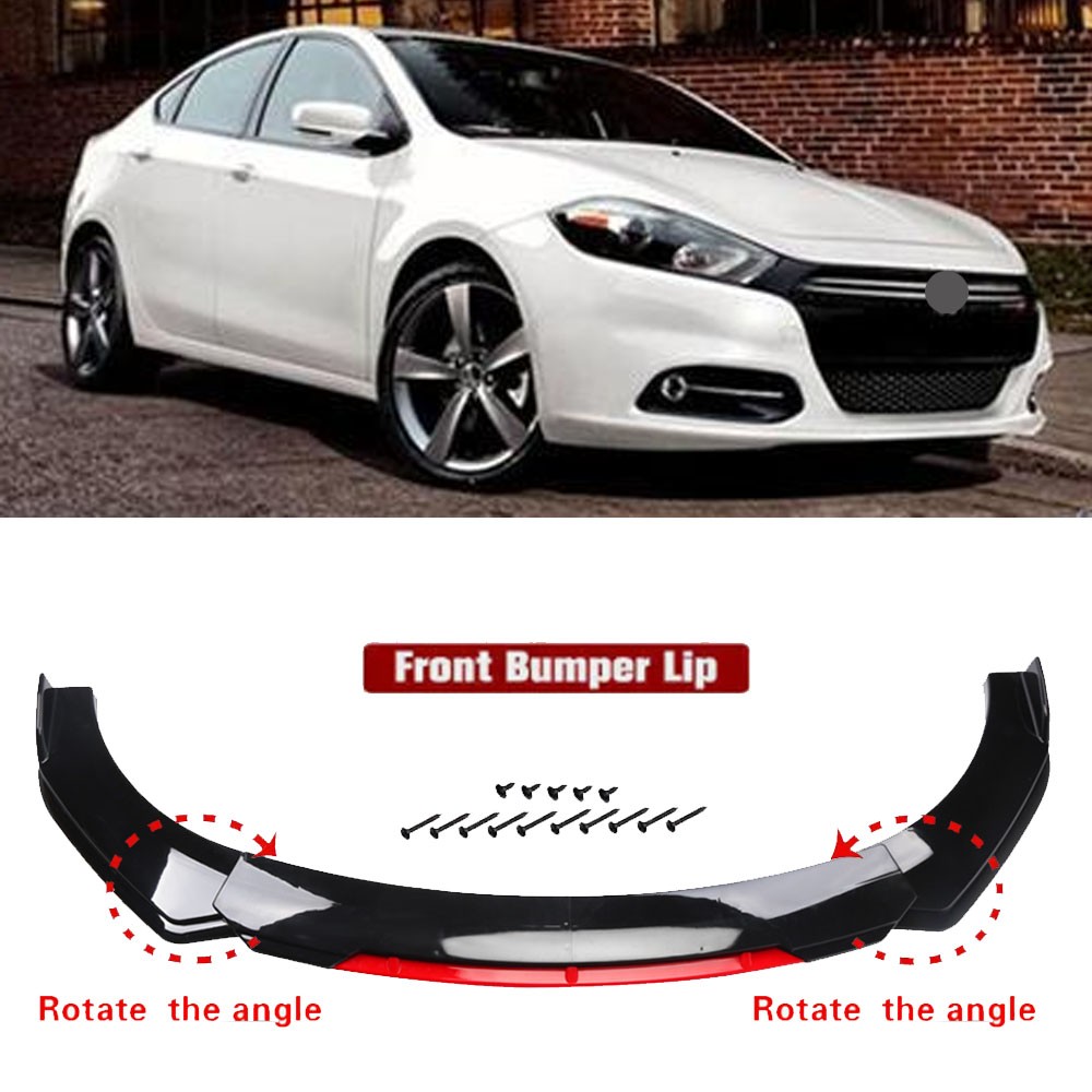 Front Bumper Lip Spoiler Splitter Glossy Black+Red FOR 2013-2016 DODGE DART