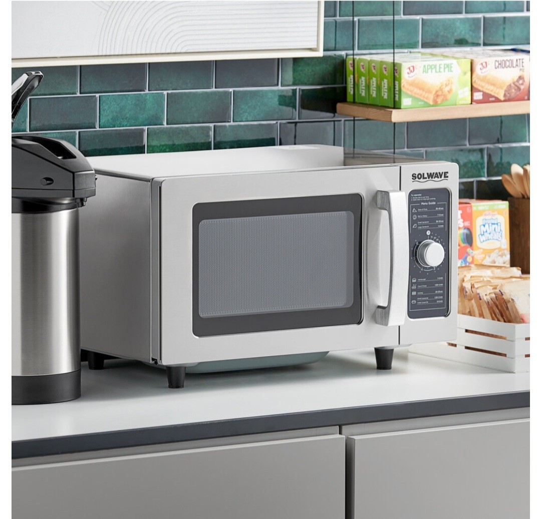 Solwave Stainless Steel Commercial Microwave with Dial Control - 120V, 1000W Solwave Stainless Steel Commercial Microwave with Dial Control - 120V, 1000W