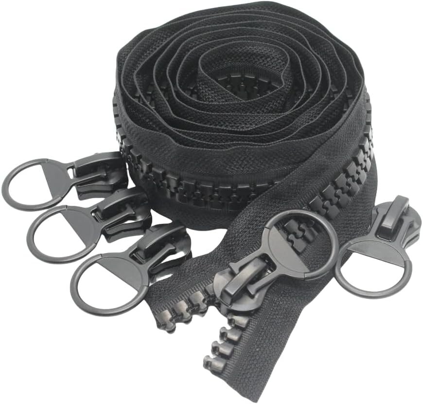20 Super Large (Huge) Plastic Zipper Black Heavy Duty Zippers by The Yard Bulk 2