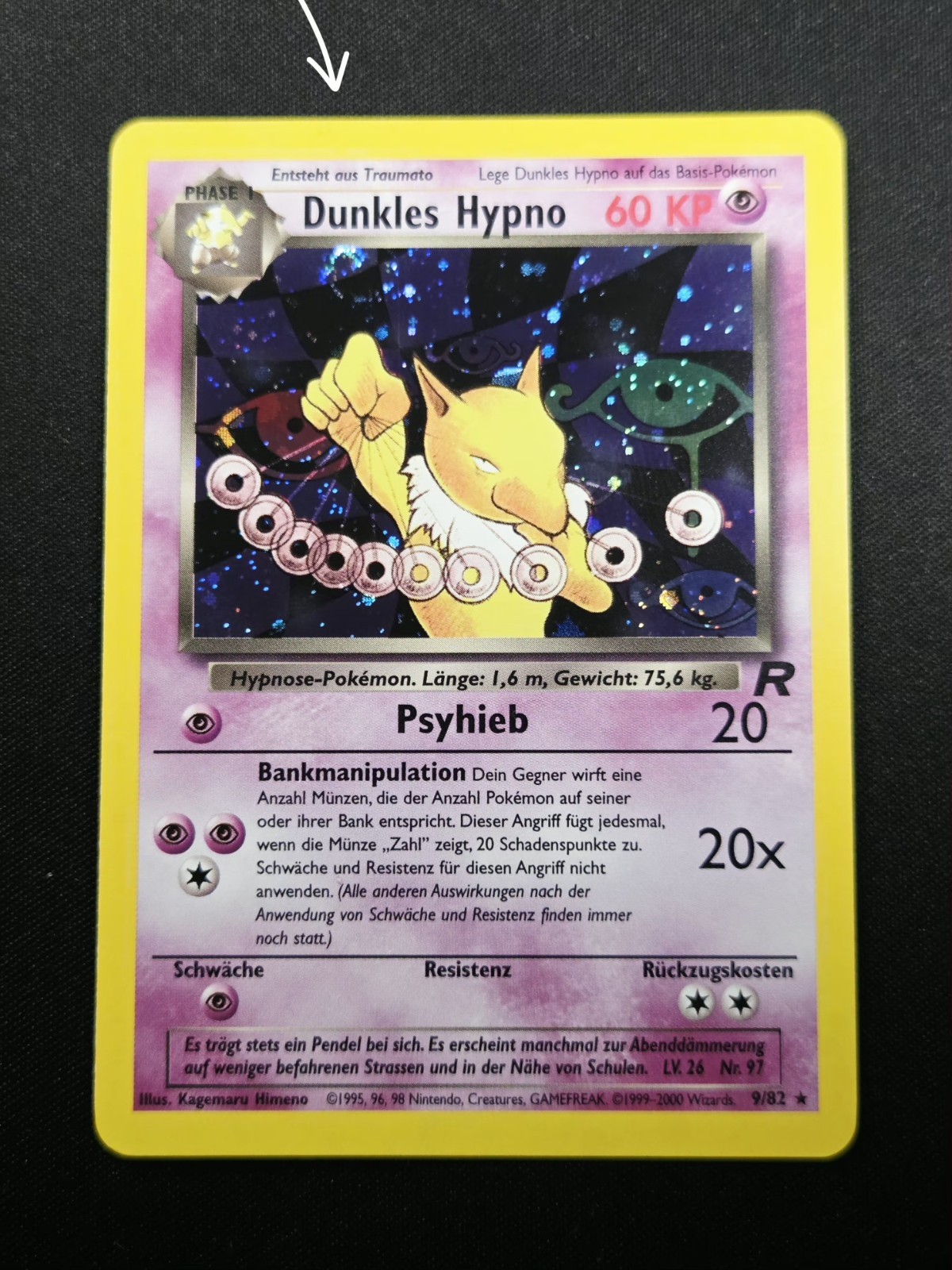 Dark Hypno 9/82 Swirl Holo Rare Team Rocket German Dunkles Hypno Pokemon 2000