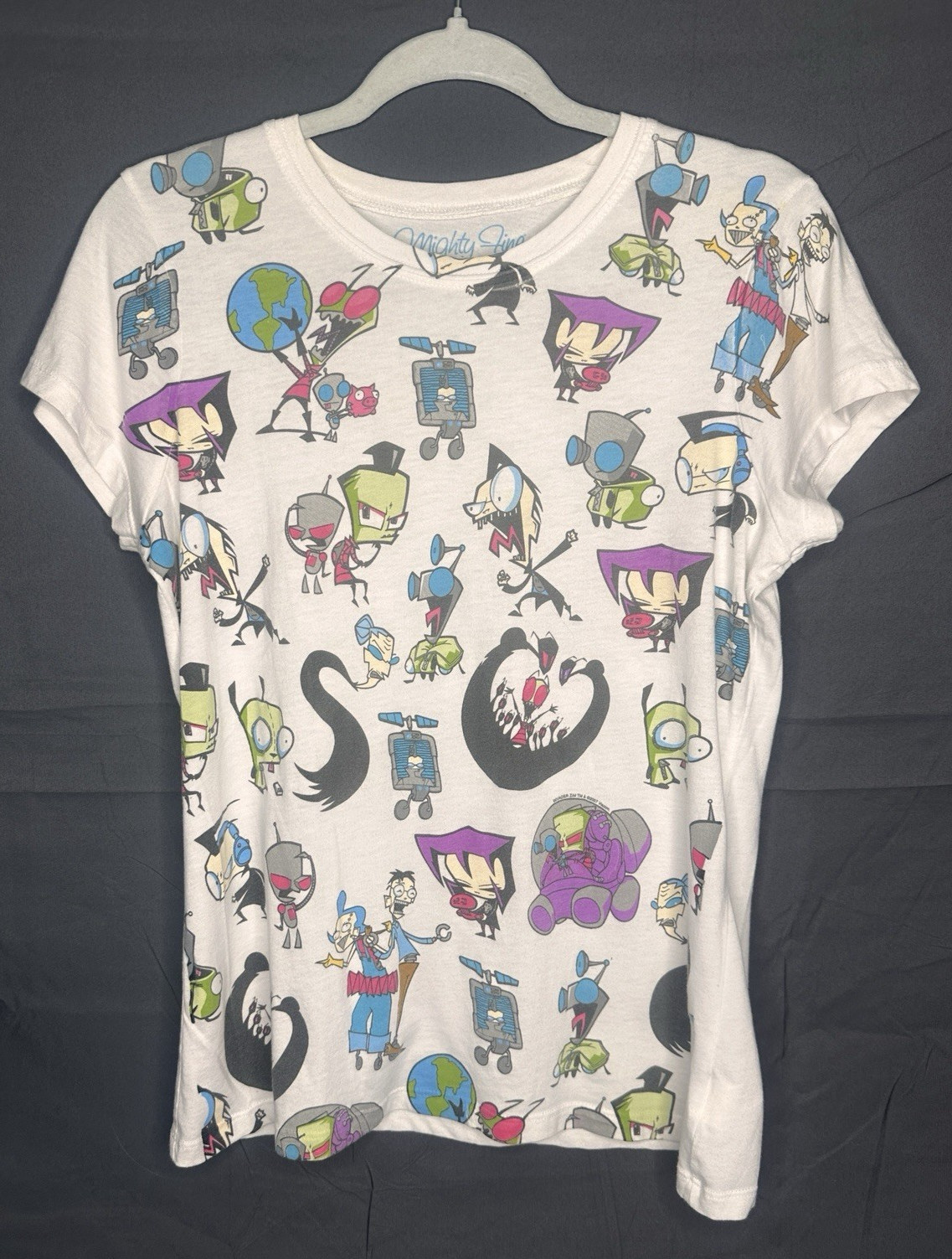 RARE 2006 Invader Zim Womans Graphic All Over Print XL T-Shirt MIGHTY FINE RARE 2006 Invader Zim Womans Graphic All Over Print XL T-Shirt MIGHTY FINE