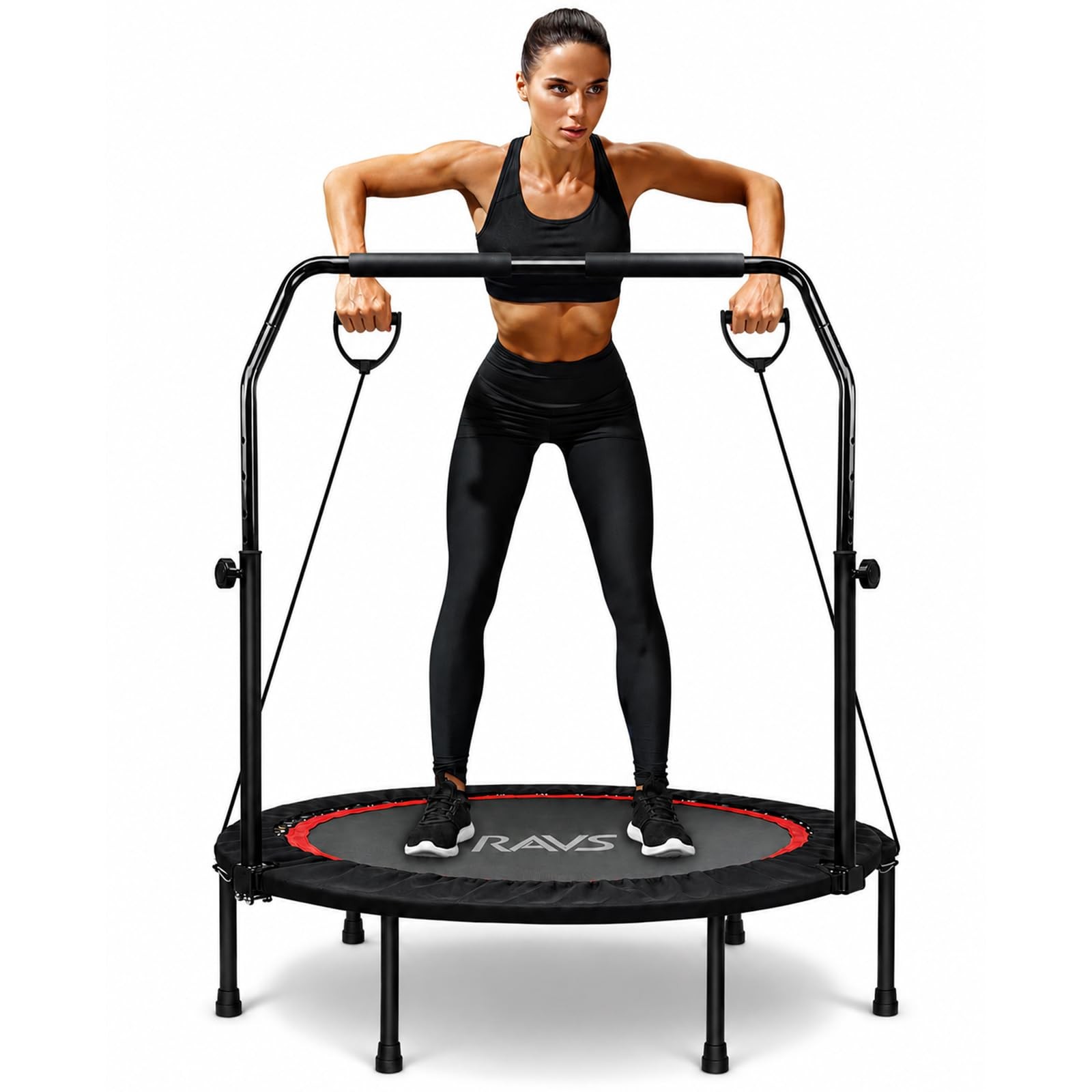 RAVS Mini Trampoline 40/48 Inch Foldable Adjustable Handlebar RAVS Mini Trampoline 40/48 Inch Foldable Adjustable Handlebar
