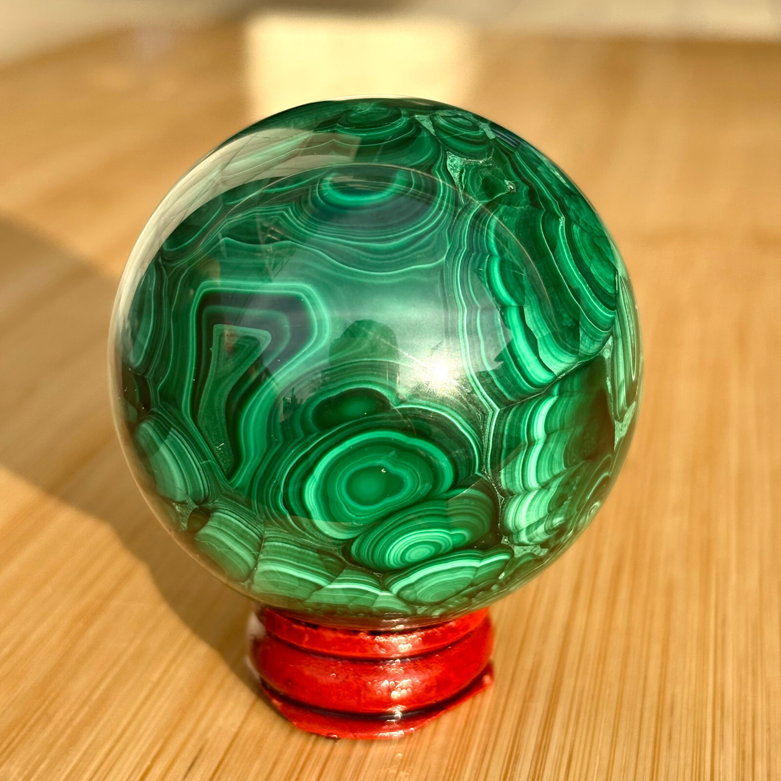 395G Rare Natural Malachite quartz hand Carved sphere Crystal Healing Gem ball