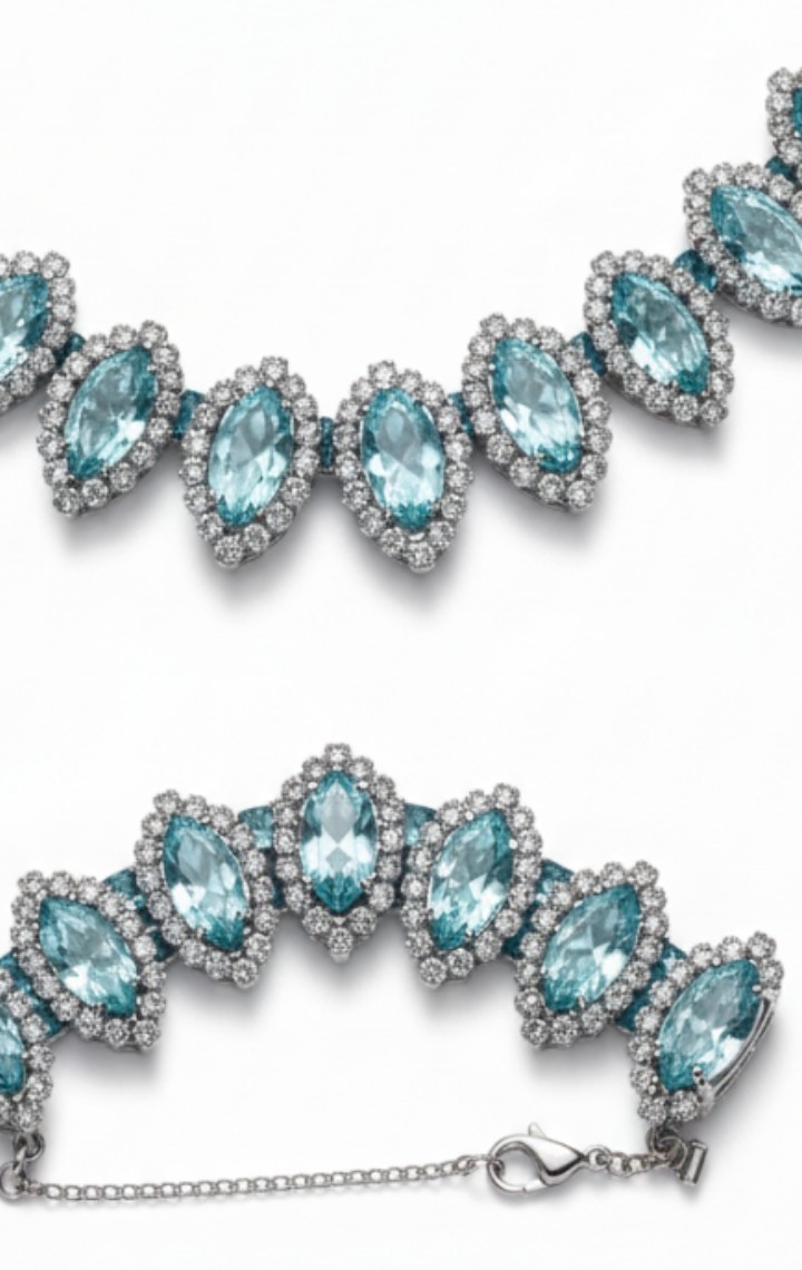 Mint Vintage 1949 WEISS Aquamarine Blue Rhinestone Necklace & Bracelet Set Rare
