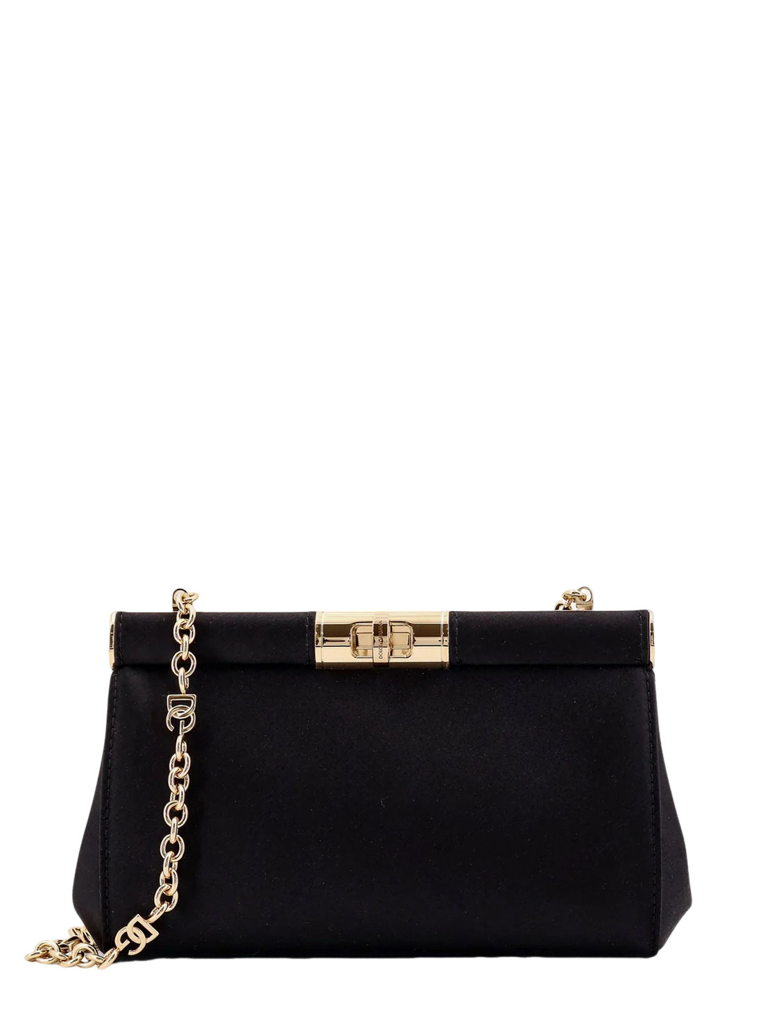 DOLCE&GABBANA Marlene Medium Black Satin Shoulder Bag New