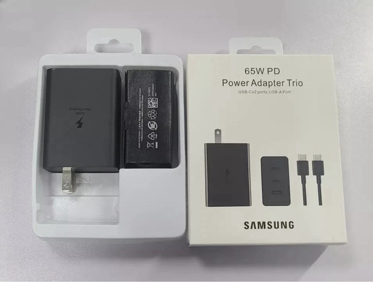 Original Samsung T6530 65W Super Fast Charging Dou Power Adapter w/ USB-C Cable Original Samsung T6530 65W Super Fast Charging Dou Power Adapter w/ USB-C Cable