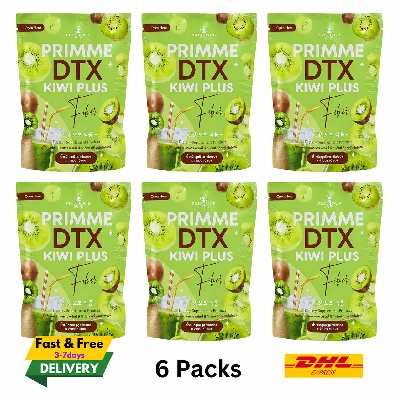 6x Precious Skin Primme DTX Kiwi Plus Detoxifies Weight Management
