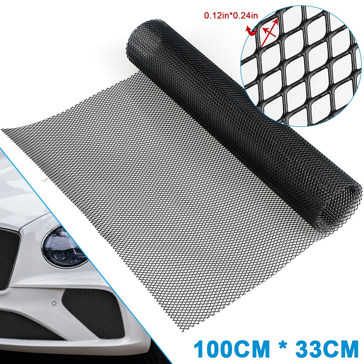 Universal Black Aluminum Mesh Grille Cover-40 Universal Black Aluminum Mesh Grille Cover-40