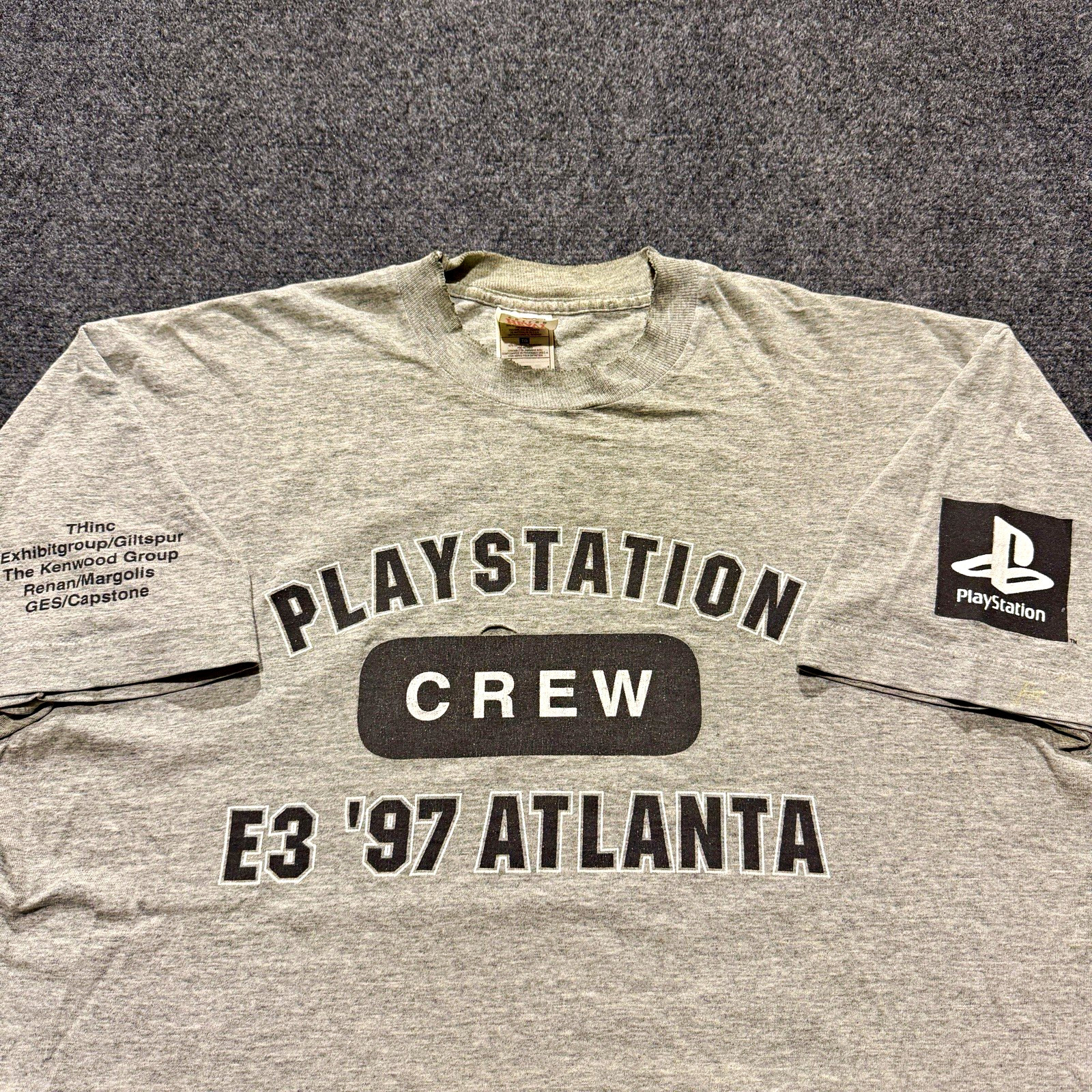 Ultra Rare Vintage 1997 Sony PlayStation Crew E3 Atlanta Promo Tee XL