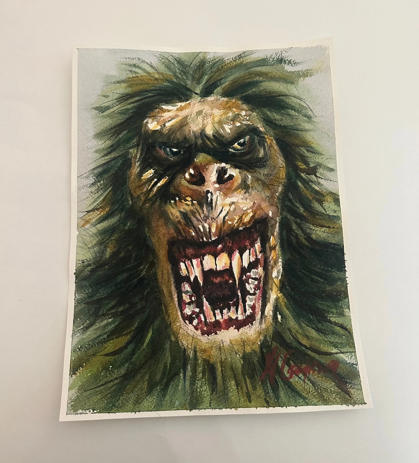 Bigfoot Face Sasquatch Original Art 10.5x14 Watercolors Gary Caradonna Bigfoot Face Sasquatch Original Art 10.5x14 Watercolors Gary Caradonna