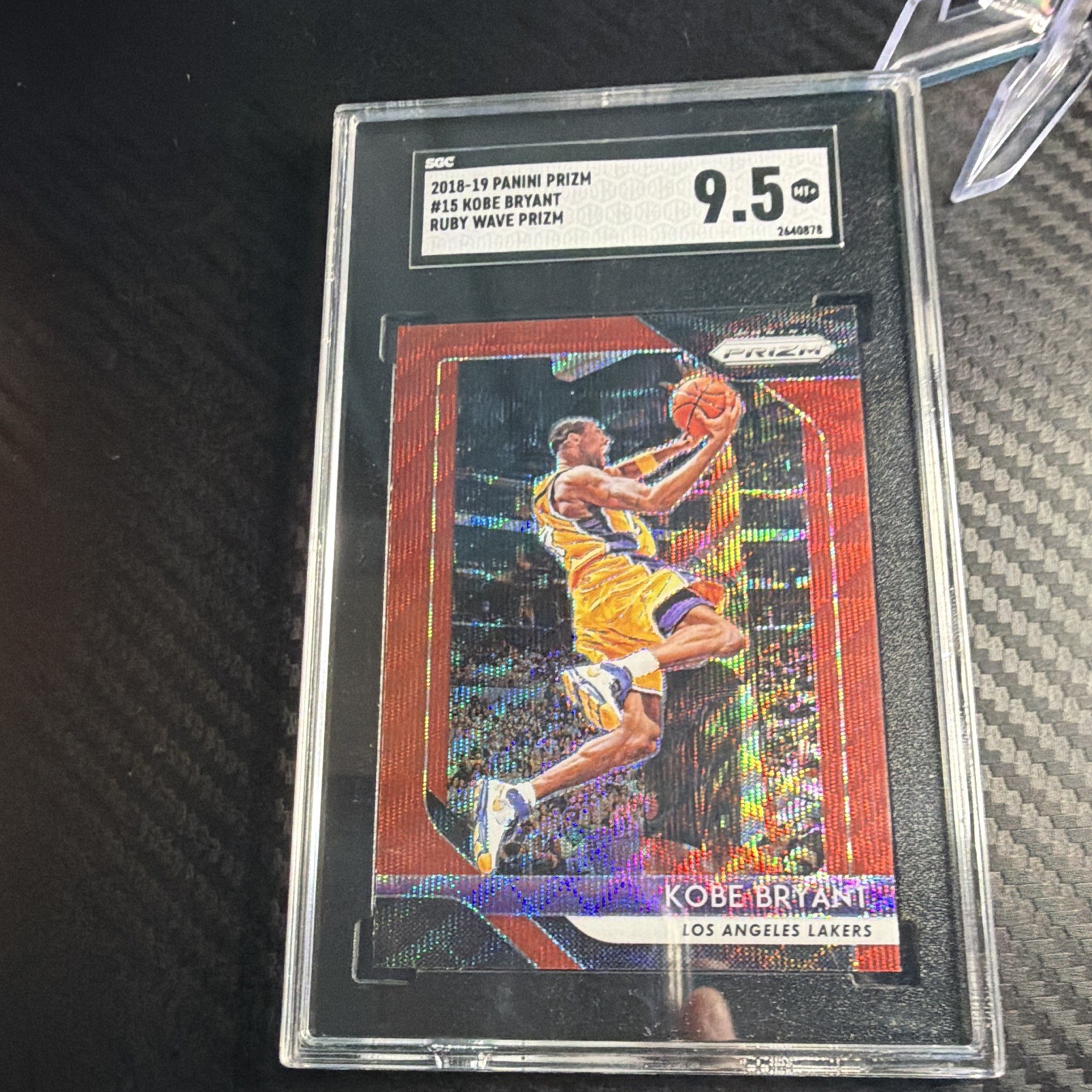 Panini 2018-19 Prizm Kobe Bryant #15 Ruby Wave Prizm SGC 9.5 Lakers Panini 2018-19 Prizm Kobe Bryant #15 Ruby Wave Prizm SGC 9.5 Lakers