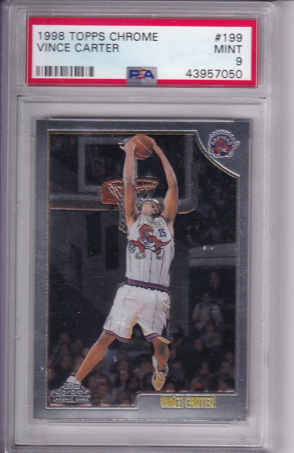 1998 Topps Chrome VINCE CARTER #199 PSA 9 HOF Set Registry Raptors Rookie RC 1998 Topps Chrome VINCE CARTER #199 PSA 9 HOF Set Registry Raptors Rookie RC
