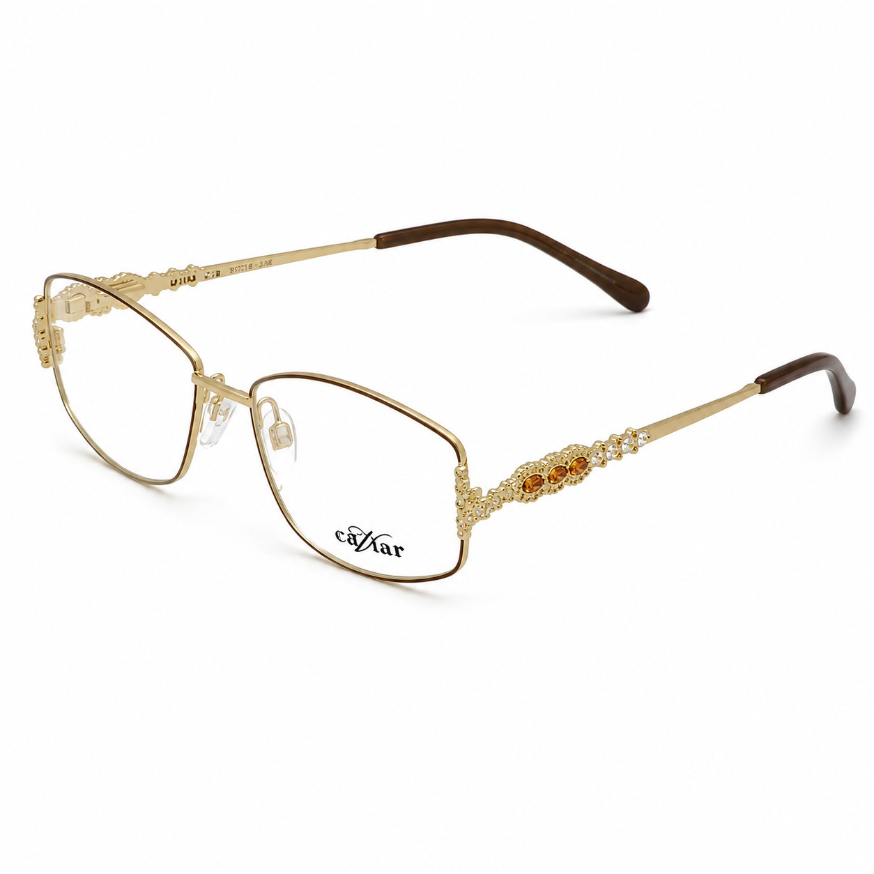 Caviar Women\'s Gold Topaz & Silver Jewel Studded Eyeglasses 5566 16 Caviar Women\'s Gold Topaz & Silver Jewel Studded Eyeglasses 5566 16