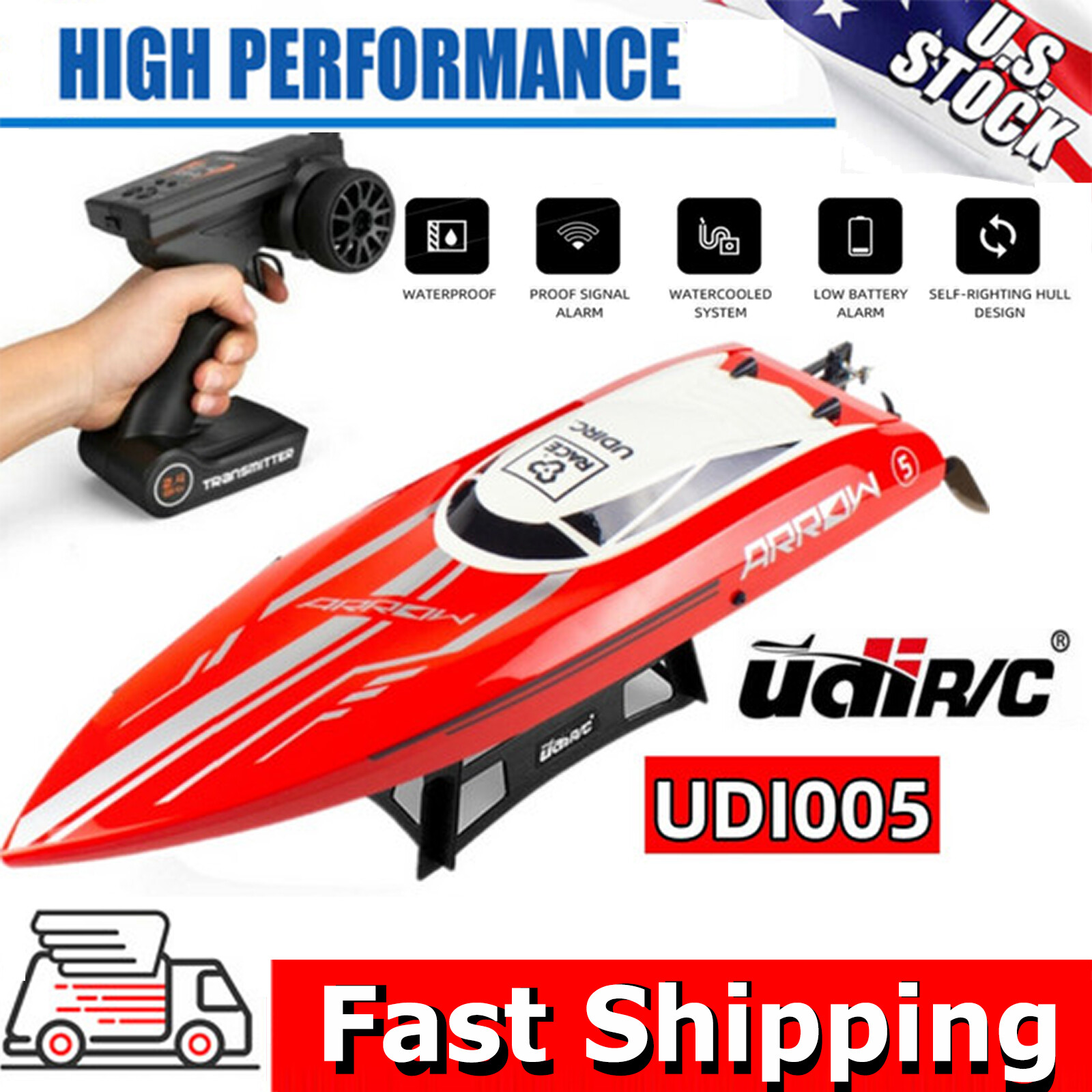 UDIRC 50Km/h Brushless RC Racing Boat 2.4GHz Electronic Remote Control Boat Gift