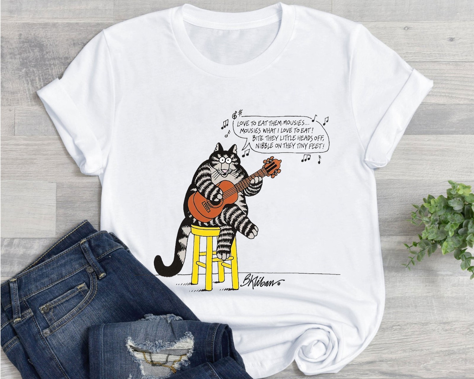 Kliban Cat Guitar Shirt Funny Vintage Eat Them Mousies Graphic Tee Kliban Cat Guitar Shirt Funny Vintage Eat Them Mousies Graphic Tee