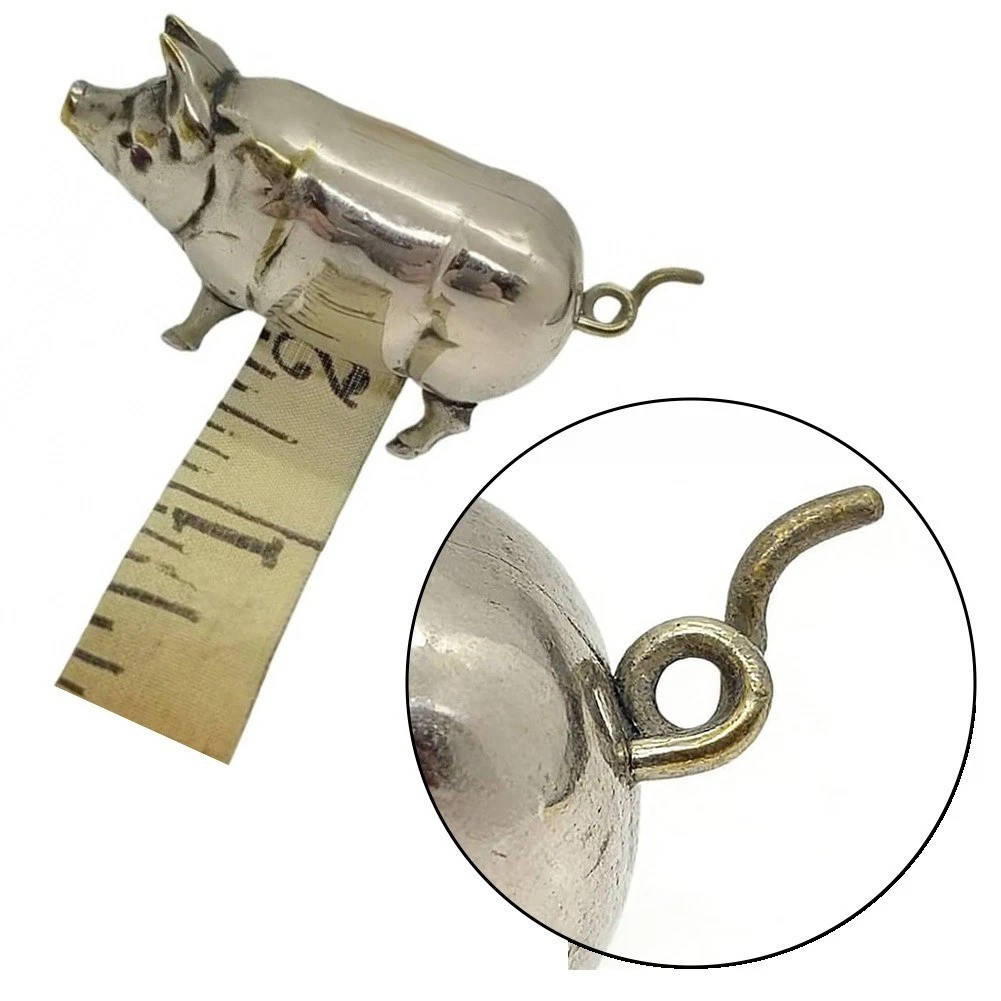 Vintage Pig for Mini Tape Measure: Charming Collectible for Sewers & Crafters