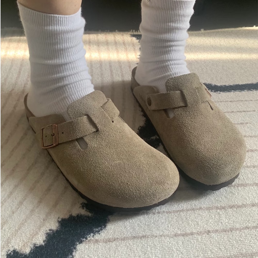 Birkenstock Boston Suede Soft Footbed Women Men Clog Taupe Black Mocha Shoes New