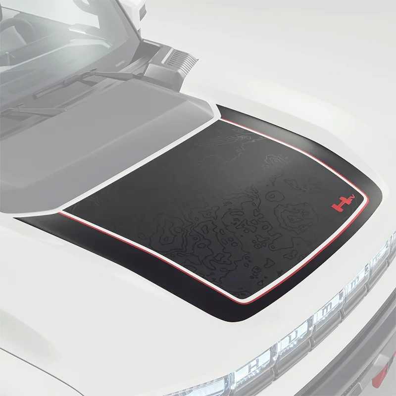 2022-2027 GMC Hummer EV Hood Decal Package 84973875 Lunar Map w/ Red Accents OEM