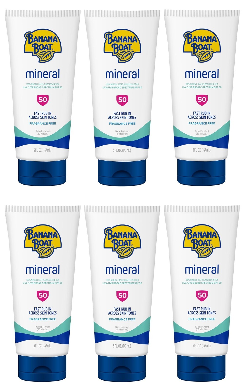 6 Banana Boat Mineral SPF 50 Sunscreen Lotion Broad Spectrum 5oz exp 11/27 6 Banana Boat Mineral SPF 50 Sunscreen Lotion Broad Spectrum 5oz exp 11/27