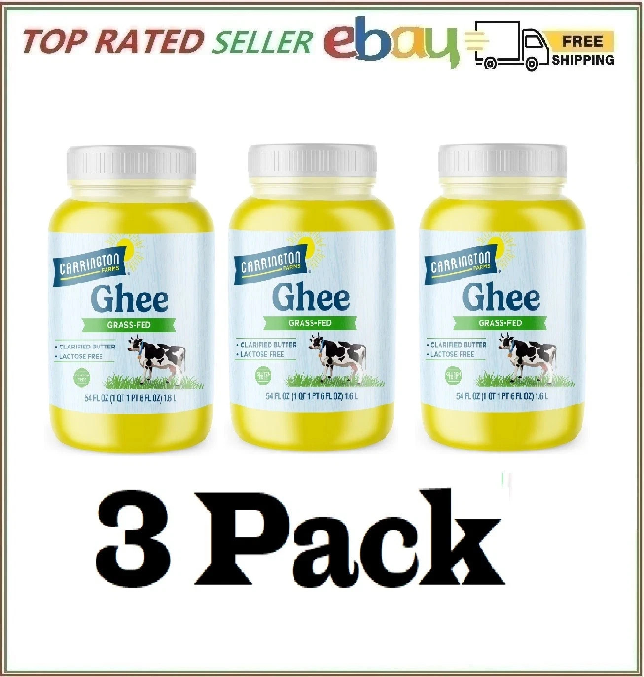 3 Pack - Carrington Farms Ghee, 54 oz.