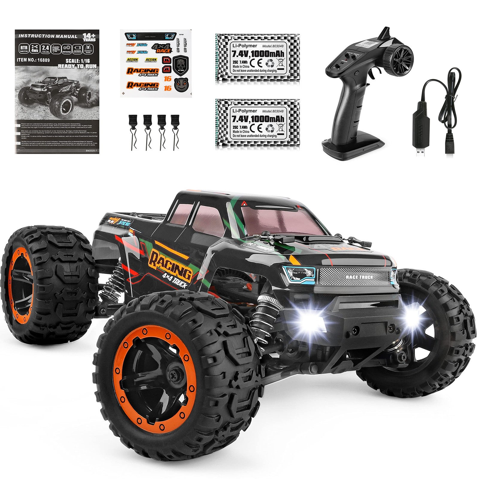 HAIBOXING Remote Control Car 16889, 116 Scale 2.4Ghz RC Cars 4x4 Off Road