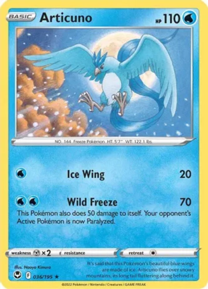 Articuno - 036/195 - Holo Rare (Near Mint) Silver Tempest - Water Pokémon