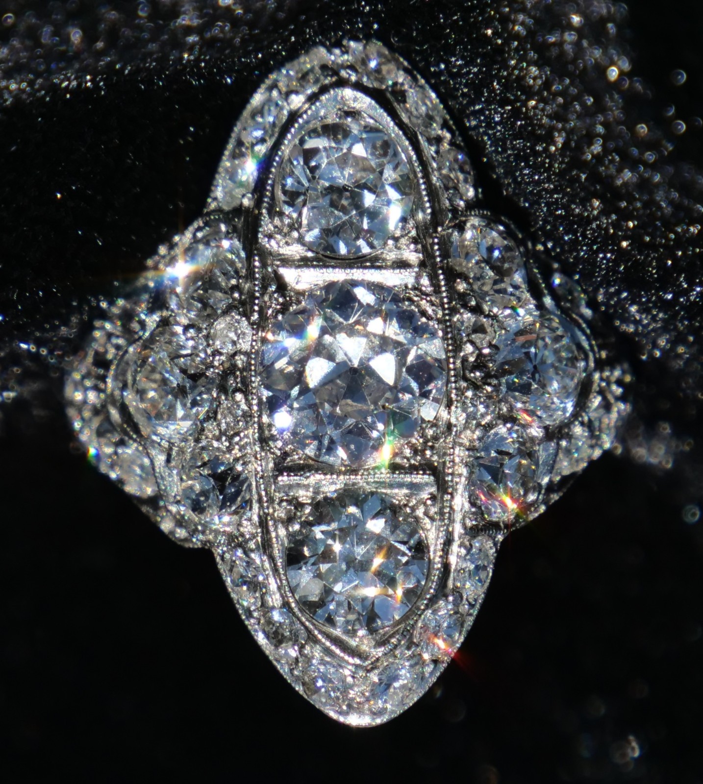 Spectacular Platinum Art Deco Diamond Ring