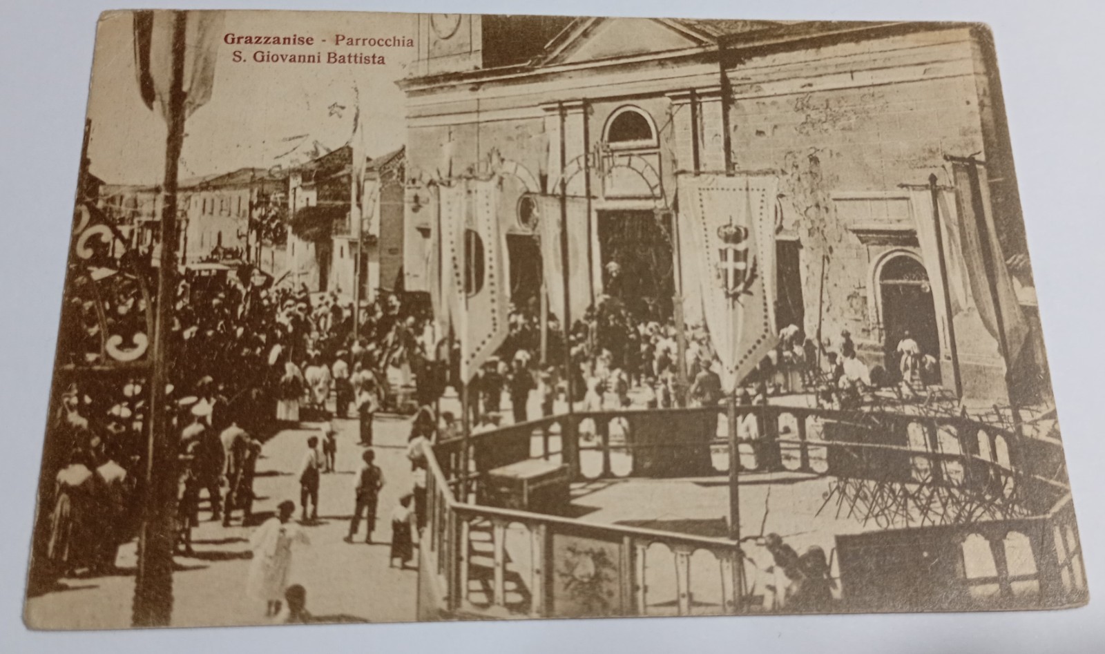 postcard procession Grazzanise parish of St. John the Baptist shipped 1935 postcard procession Grazzanise parish of St. John the Baptist shipped 1935