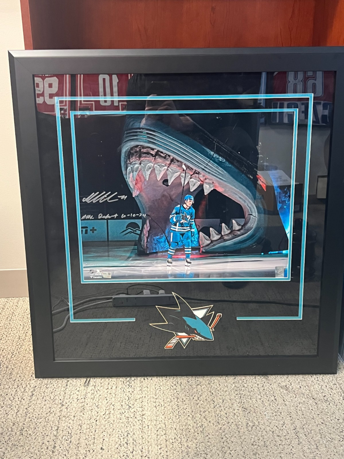 Macklin Celebrini Sharks Autographed Framed 'First NHL Game' 16x20 Fanatics COA