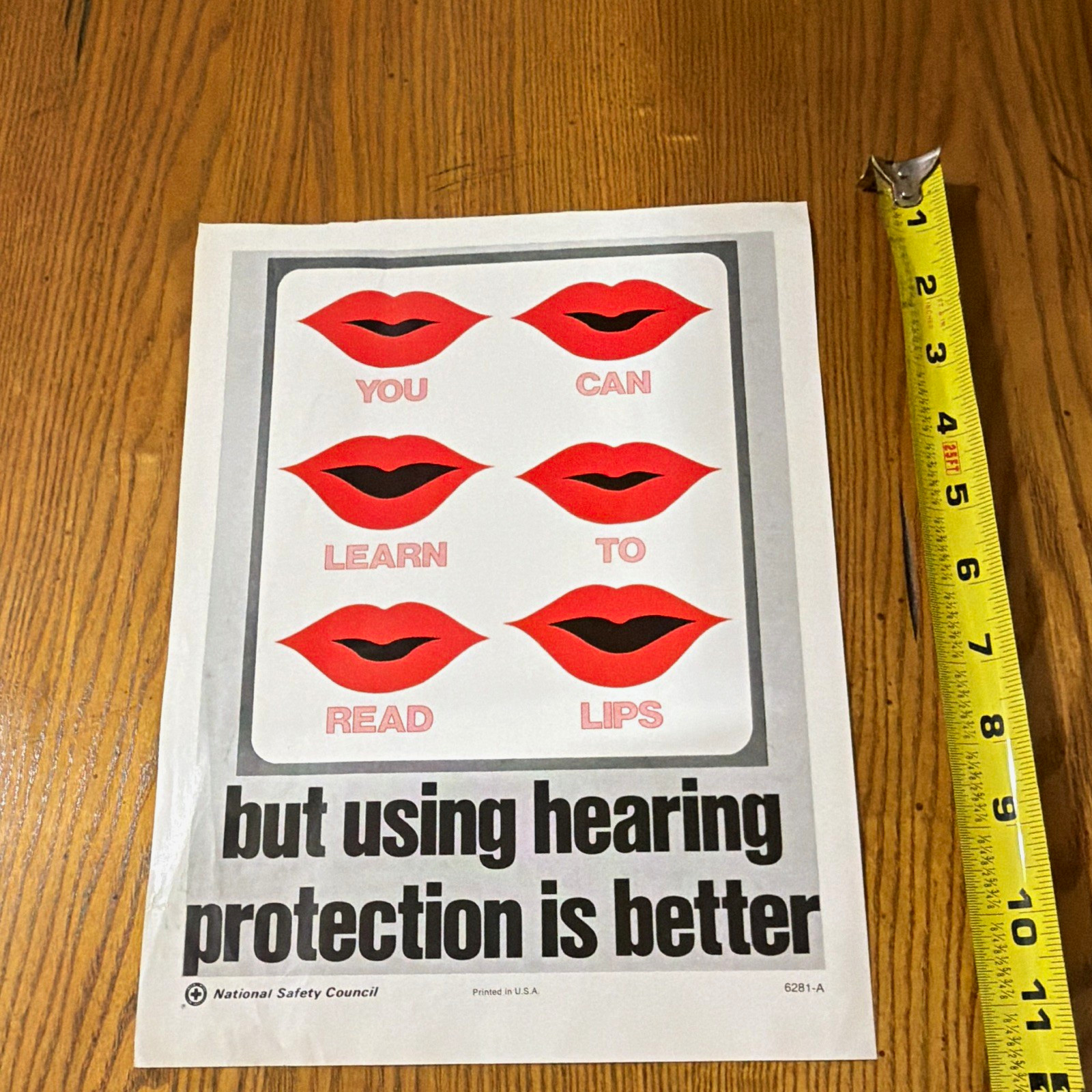 Vintage 1970s National Safety Council Hearing Protection Safety Flyer