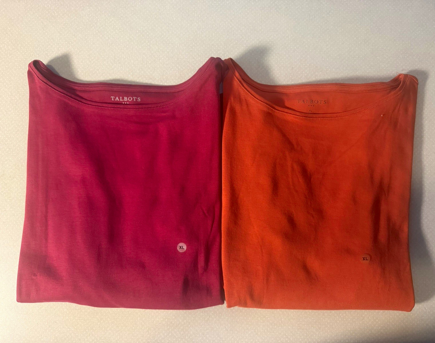 Talbots 2-Pack 100% Cotton Crewneck Long Sleeve Knit Tops Red/Orange M Talbots 2-Pack 100% Cotton Crewneck Long Sleeve Knit Tops Red/Orange M