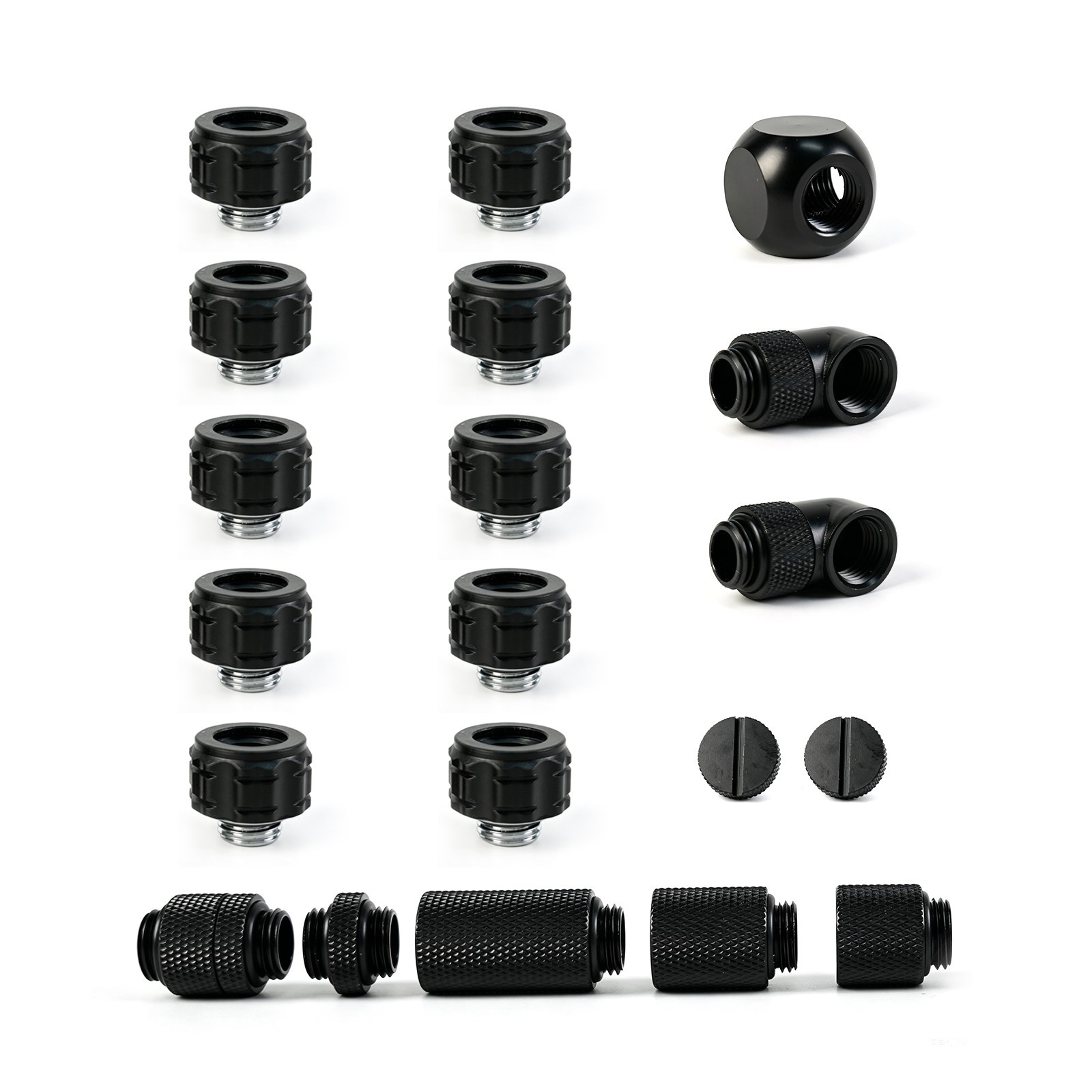 G1/4 14mm Hard Tube Compression Fitting Bundle 20PCS Black PC Water Cooling G1/4 14mm Hard Tube Compression Fitting Bundle 20PCS Black PC Water Cooling