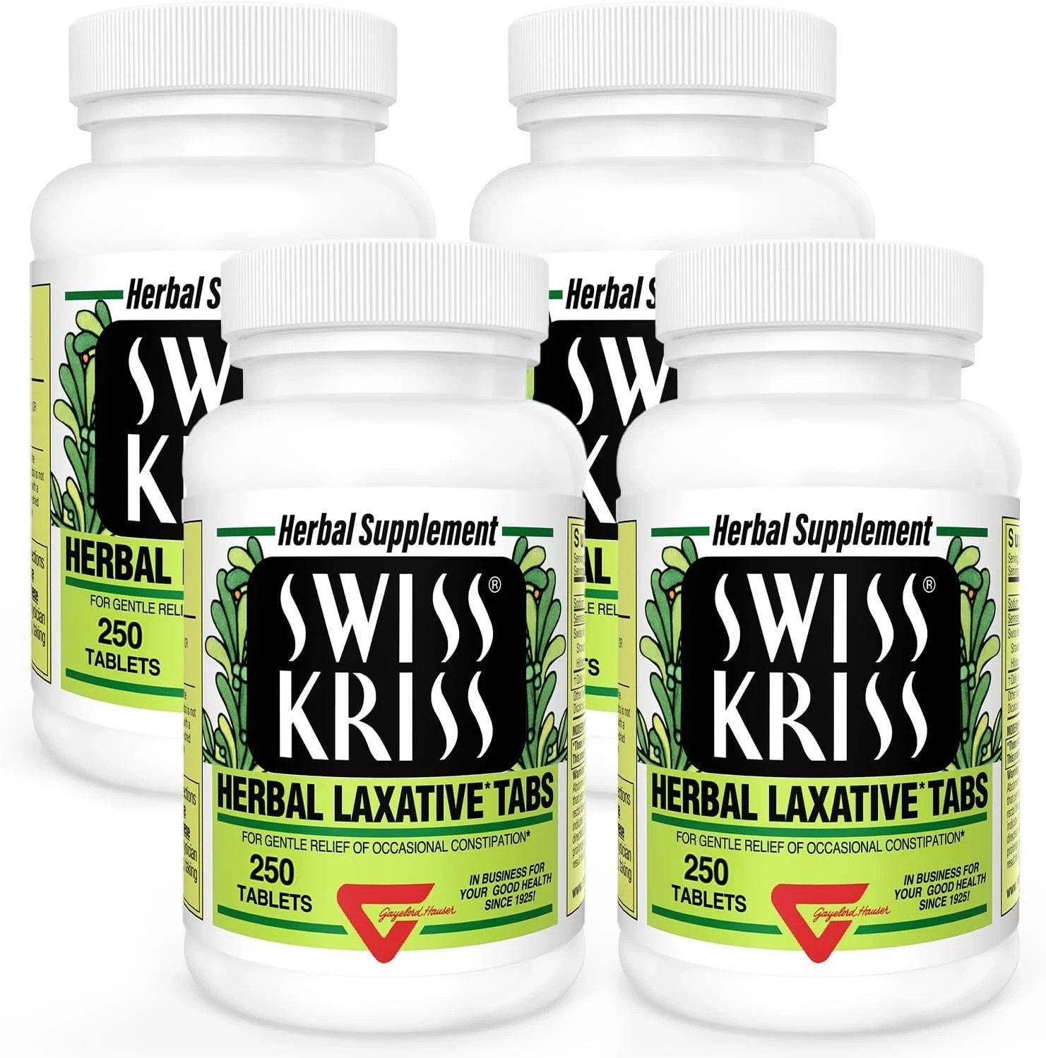 Swiss Kriss Herbal Laxative Tablets 250 Tablets Each (Pack of 4)