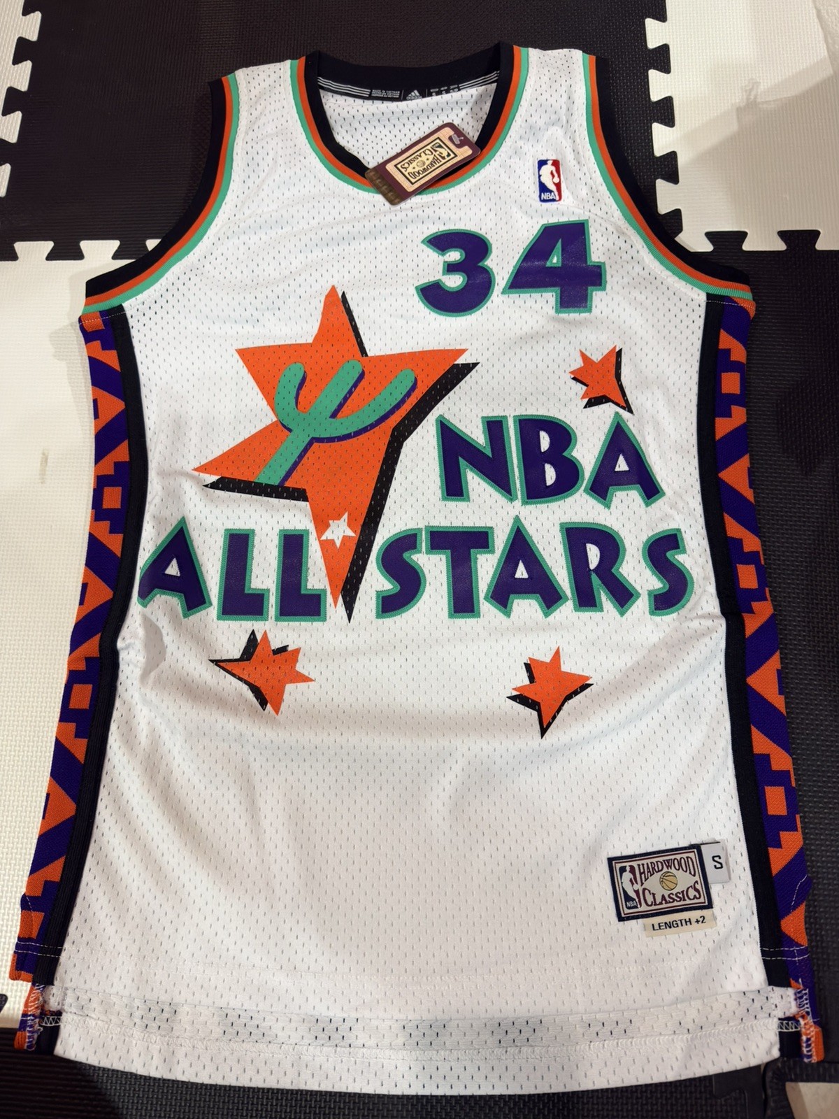 NWT adidas Hakeem Olajuwon 1996 NBA All Star Jersey San Antonio 34 White Small S