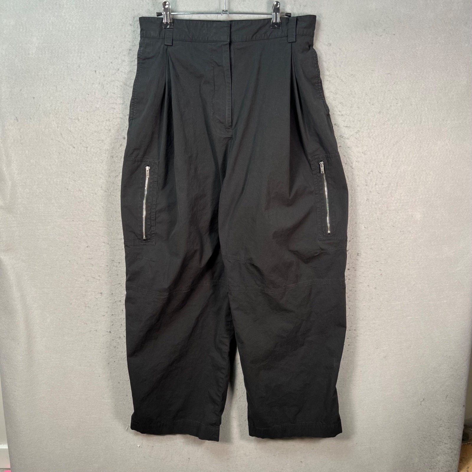 COS Womens Size 8 Black Wide-Leg High-Waisted Pants Cotton-Blend