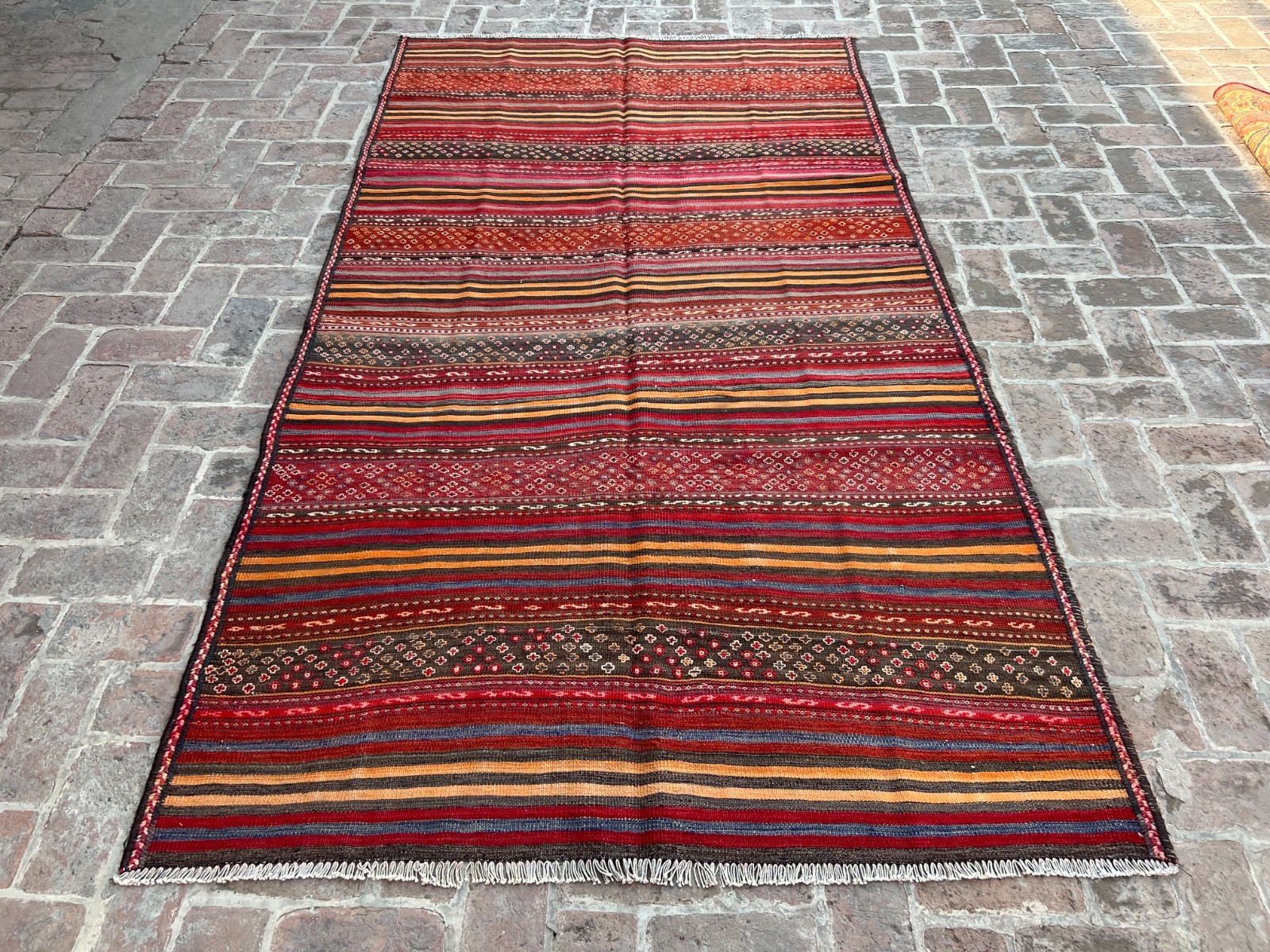 Afghan Vintage Qalaino Kilim Rug 5x10 Ft Flat Weave Handmade Tribal Area Carpet