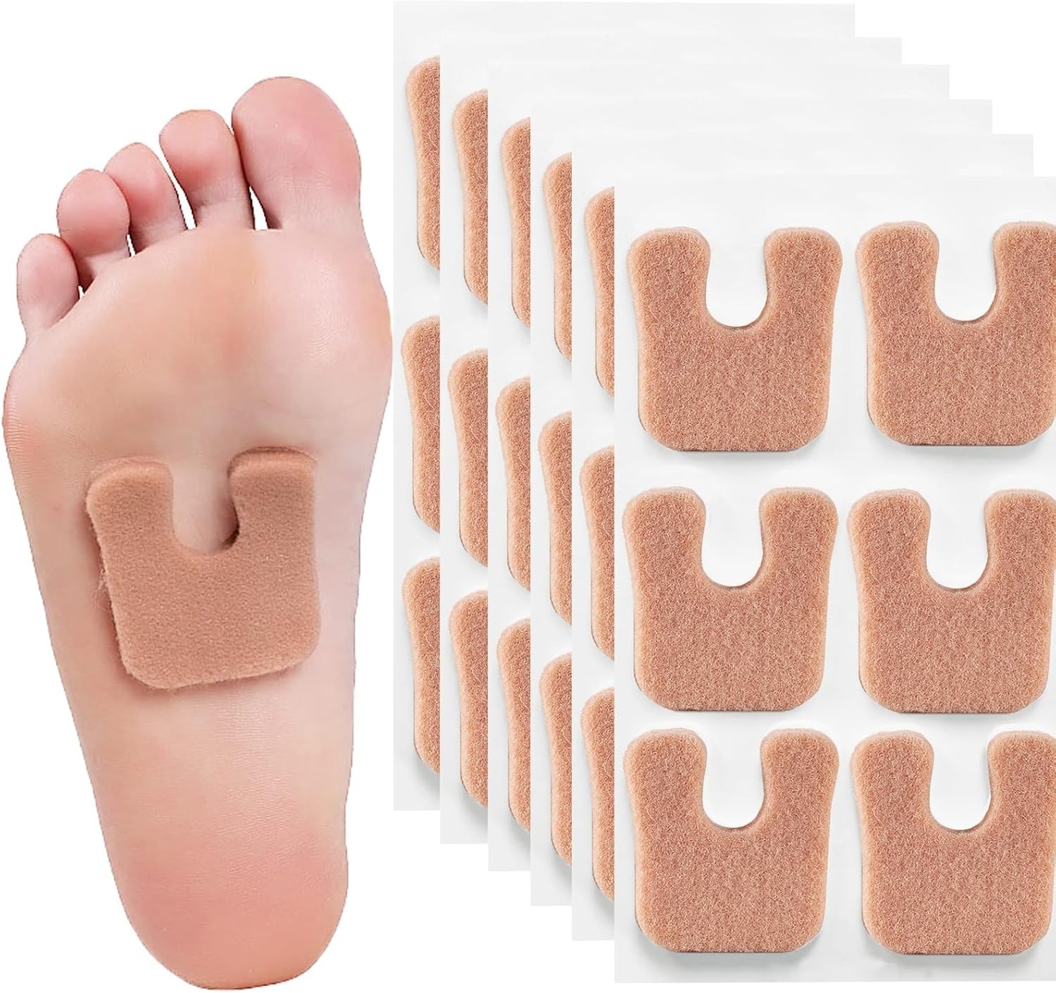 Horseshoe Pads for Feet 60 Pieces, Callus Cushions Moleskin for Feet Metatarsal