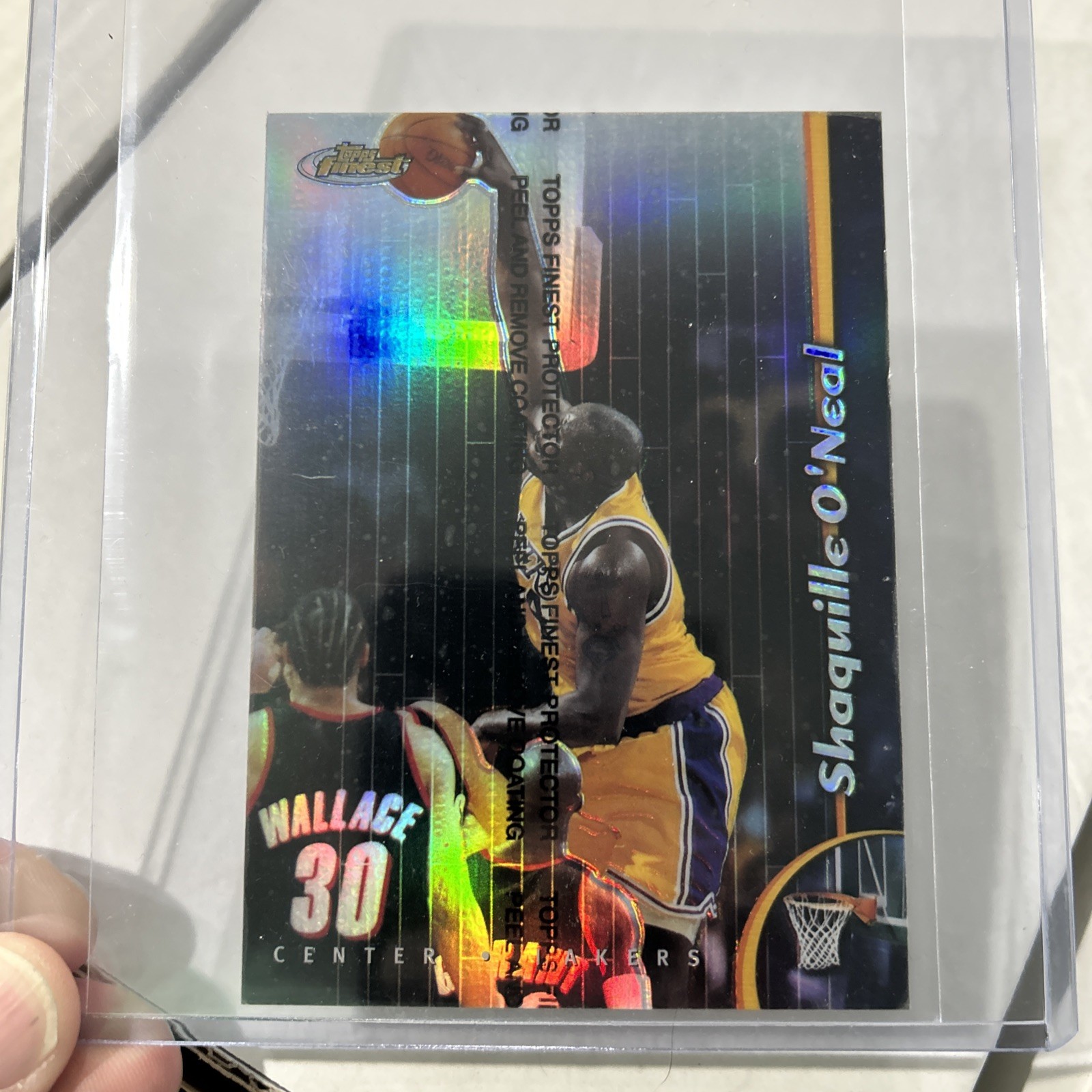 1998-99 Topps Finest - Shaquille O\'Neal #3 Refractor Jumbo Box Topper W/coating 1998-99 Topps Finest - Shaquille O\'Neal #3 Refractor Jumbo Box Topper W/coating