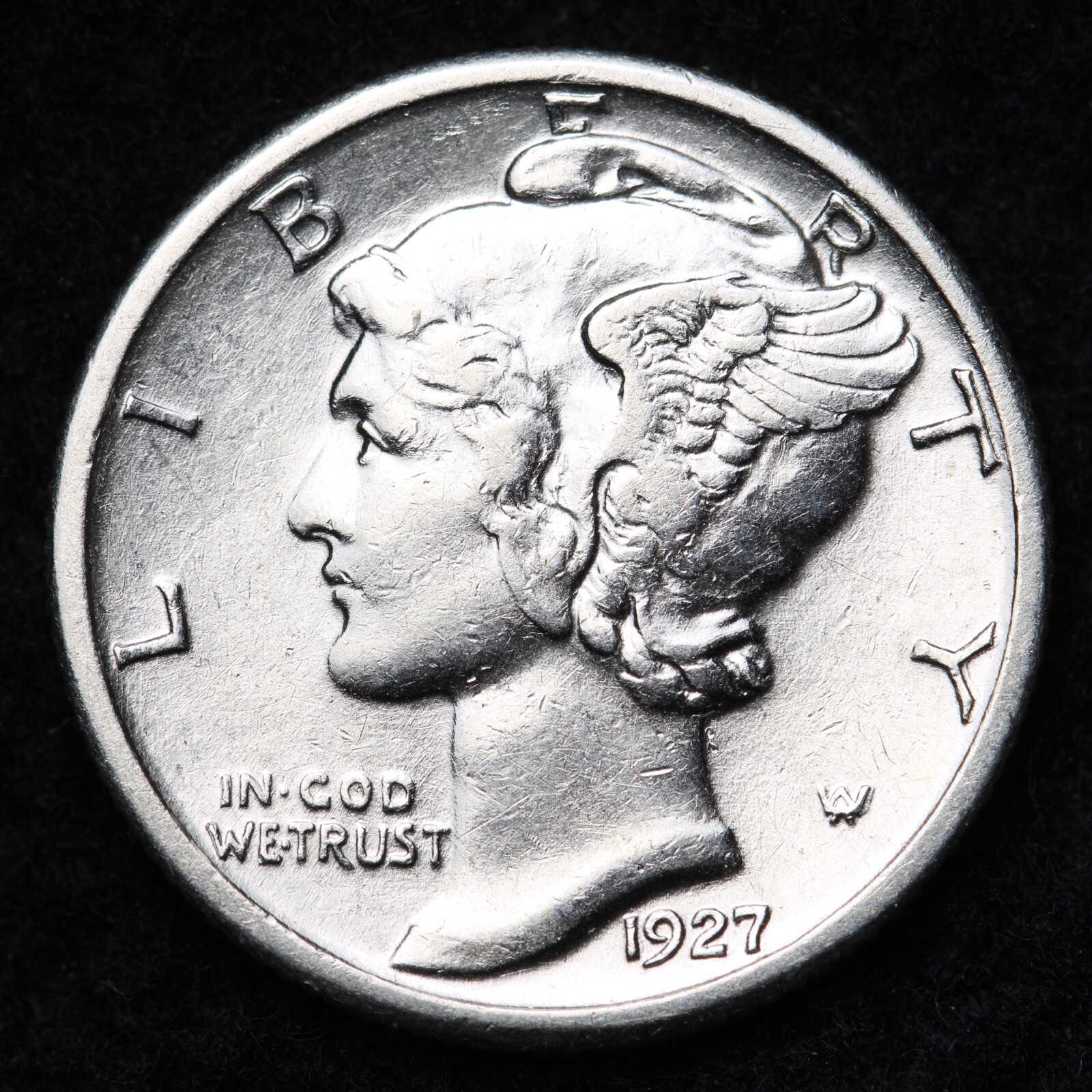 1927 Mercury Silver Dime Nice AU 