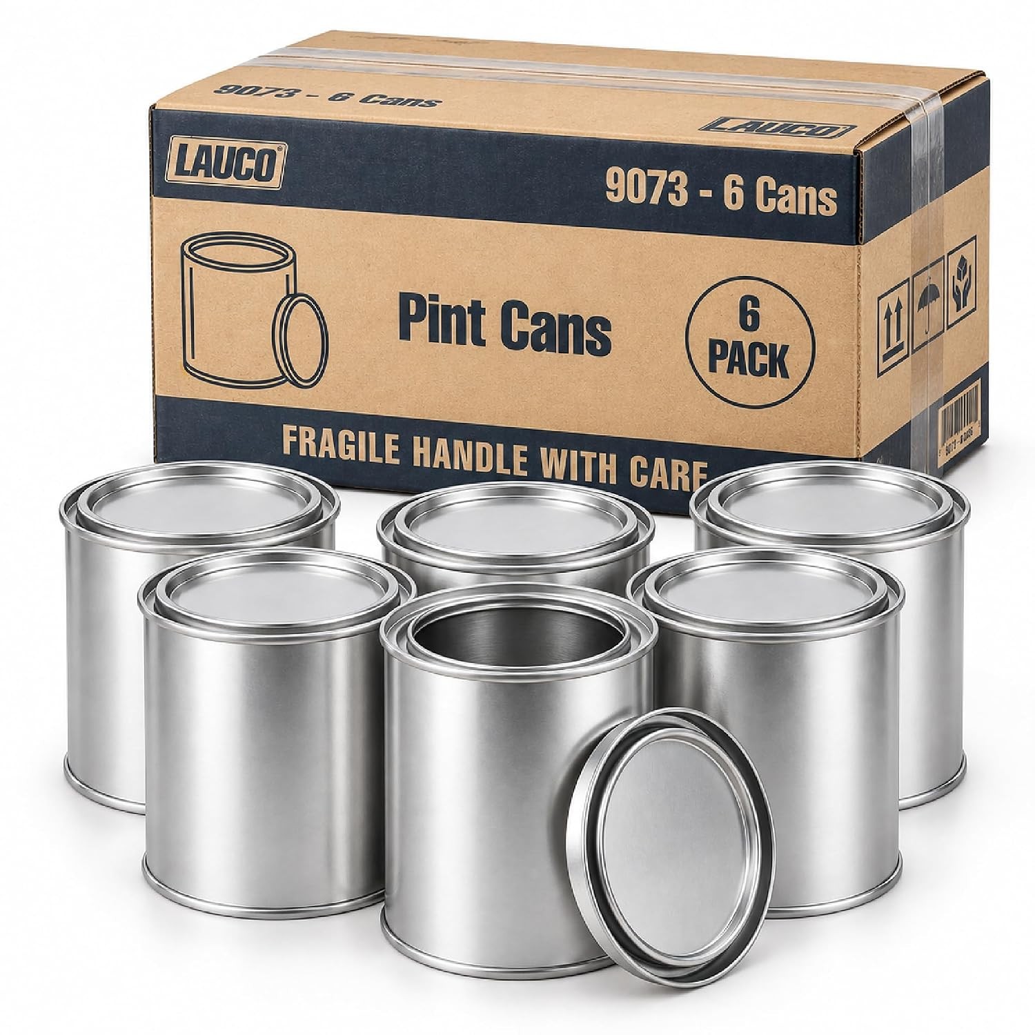 LAUCO Empty Paint Cans with Lids, 16 oz Pint Metal Paint Cans, 6 Pack, Durable LAUCO Empty Paint Cans with Lids, 16 oz Pint Metal Paint Cans, 6 Pack, Durable