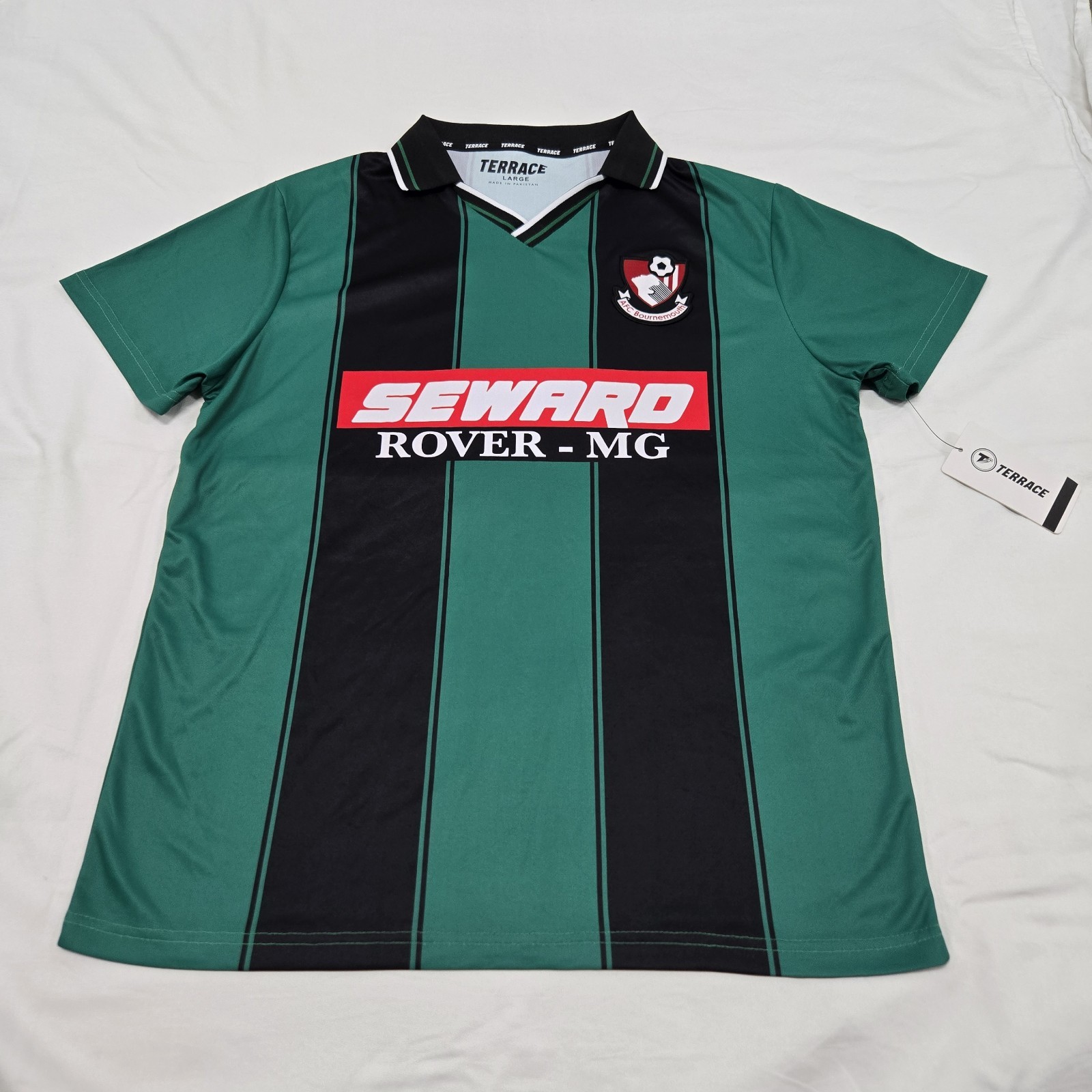 NWT Size LARGE Men\'s AFC Bournemouth Retro Away Shirt Soccer Jersey 98-00 Season NWT Size LARGE Men\'s AFC Bournemouth Retro Away Shirt Soccer Jersey 98-00 Season