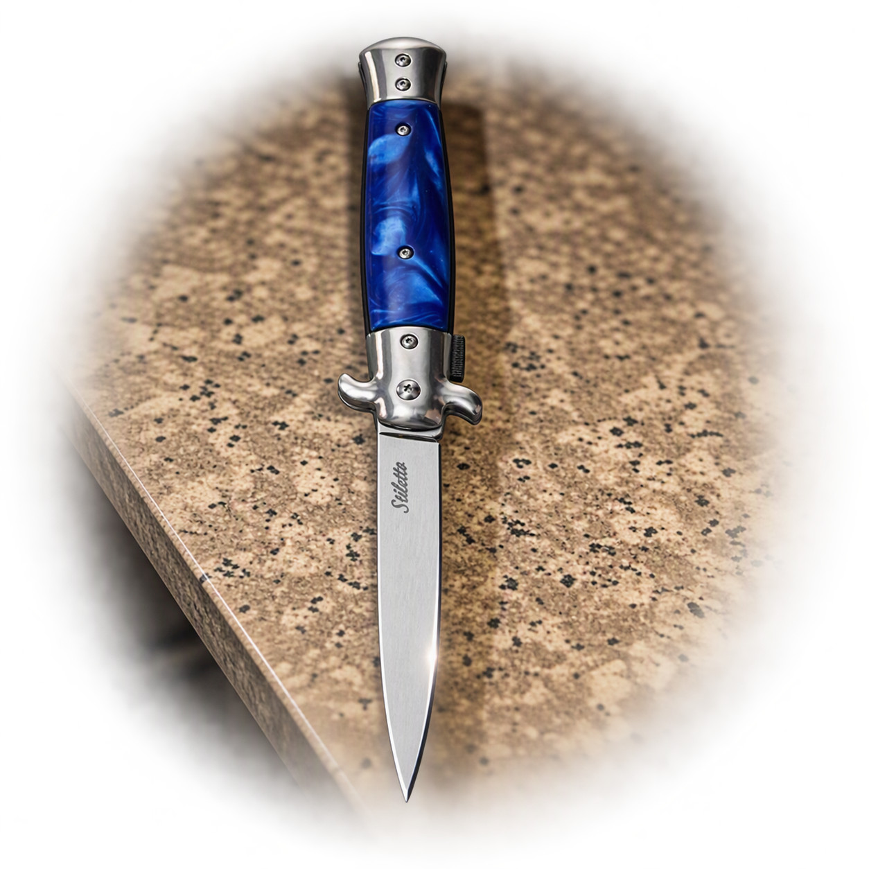 Classic Italian-Siletto Style, Switch/Spring Assist Blade, EDC Survival Tool