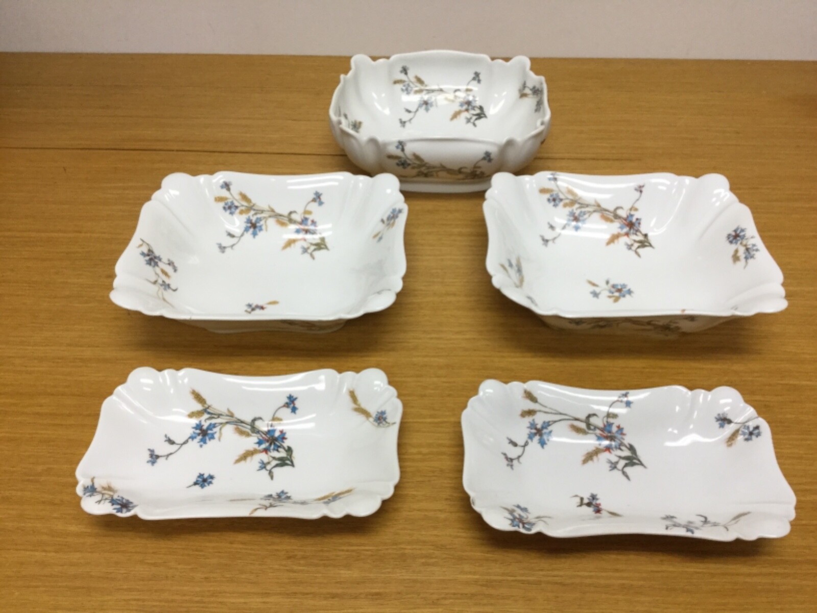 5 Antique H & Co. LIMOGES France Blue Floral Matching Various Serving Bowls 5 Antique H & Co. LIMOGES France Blue Floral Matching Various Serving Bowls