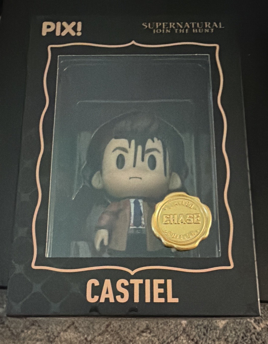 Thrilljoy PIX Supernatural Castiel Vinyl Figure Chase w/ protector & hero. Thrilljoy PIX Supernatural Castiel Vinyl Figure Chase w/ protector & hero.