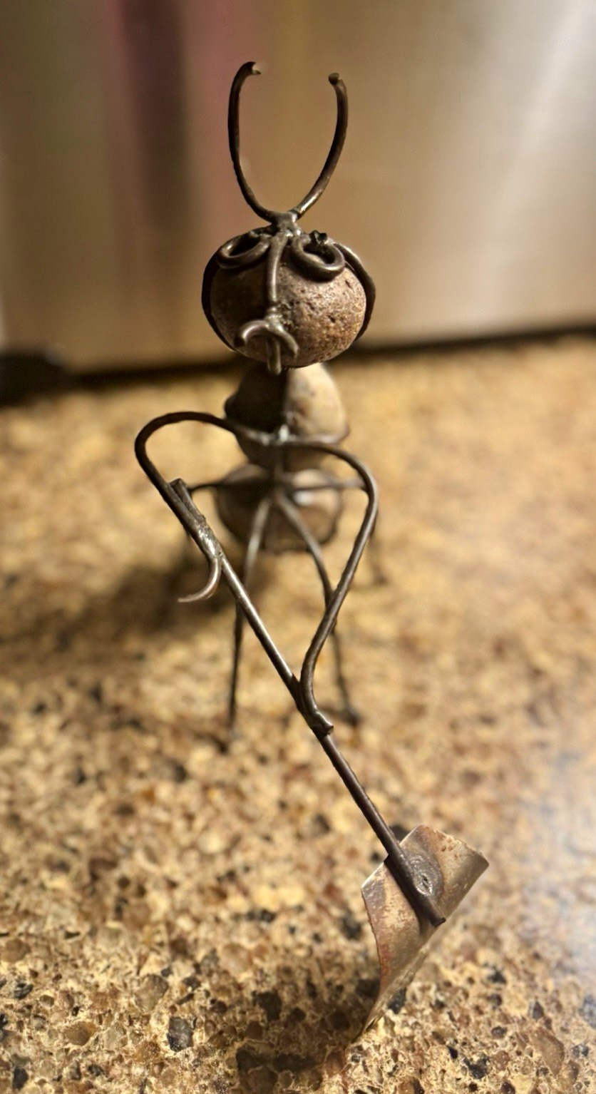 Vintage Classic Metal & Stone Ant Figurine Holding Shovel Vintage Classic Metal & Stone Ant Figurine Holding Shovel