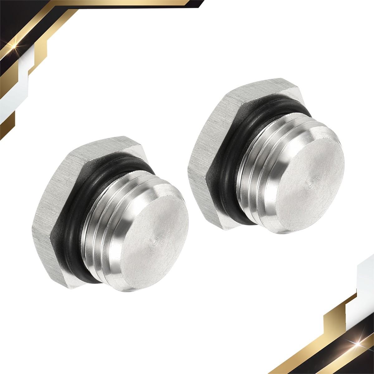 2Pcs M16x1.5 Male Plug 304 Stainless Steel Hex Head Socket Solid Pipe Fitting