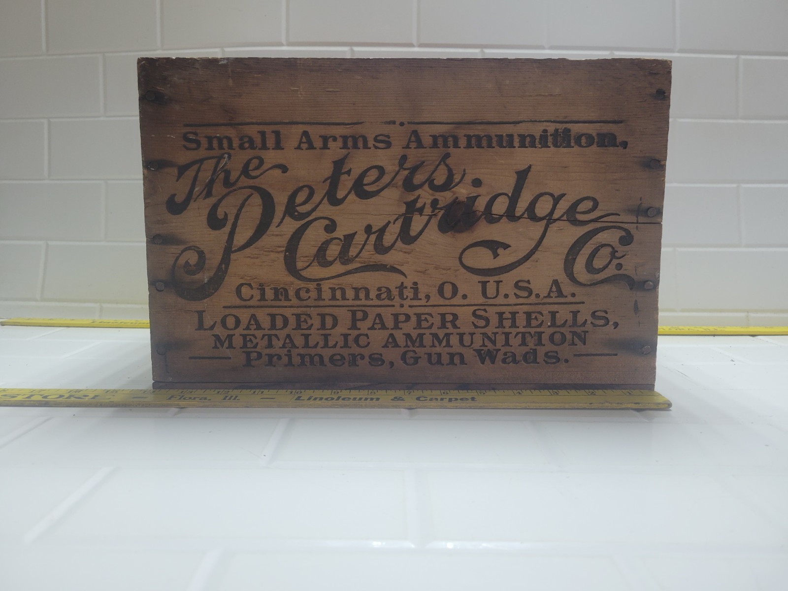 Rare 16 GA. THE PETERS CARTRIDGE Co. VICTOR WOOD SMALL AMMO CRATE BOX Cincinnati Rare 16 GA. THE PETERS CARTRIDGE Co. VICTOR WOOD SMALL AMMO CRATE BOX Cincinnati